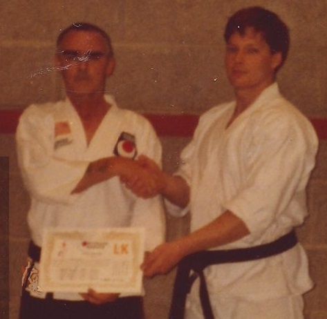 John Mc Grane Brendan Donnelly Receives his 4th Dan in 18/02/1992 from Sensei McGrane